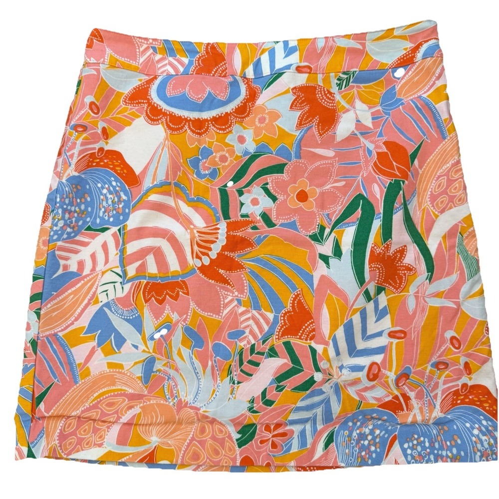 Talbots Pencil Skirt Sz 8 Floral‎ Bright Colors Short Length 18.5" Lined
